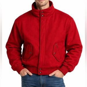 Vintage 80s Members Only Red Wool Bomber Jacket Size 42 Cafe Racer Pristine